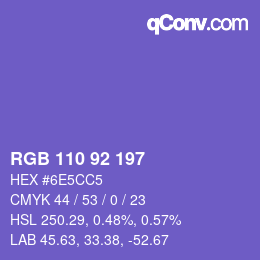 カラーコード: RGB 110 92 197 | qconv.com