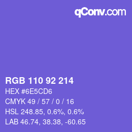 颜色代码: RGB 110 92 214 | qconv.com