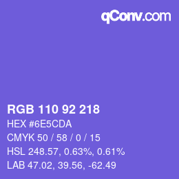 Color code: RGB 110 92 218 | qconv.com