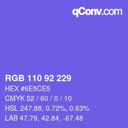 Color code: RGB 110 92 229 | qconv.com