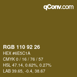 カラーコード: RGB 110 92 26 | qconv.com