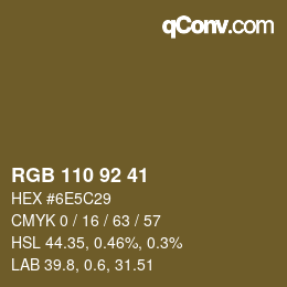 Color code: RGB 110 92 41 | qconv.com