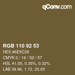カラーコード: RGB 110 92 53 | qconv.com