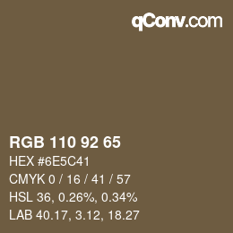 カラーコード: RGB 110 92 65 | qconv.com