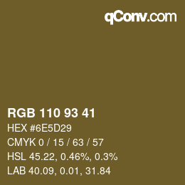 Color code: RGB 110 93 41 | qconv.com