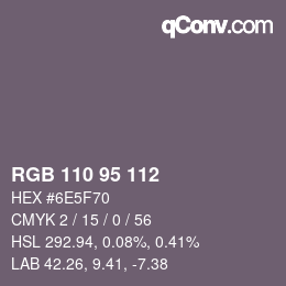 カラーコード: RGB 110 95 112 | qconv.com