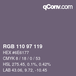 Color code: RGB 110 97 119 | qconv.com