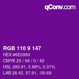 Color code: RGB 110 9 147 | qconv.com