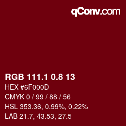 カラーコード: RGB 111.1 0.8 13 | qconv.com