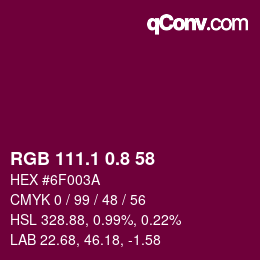 カラーコード: RGB 111.1 0.8 58 | qconv.com