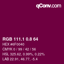 カラーコード: RGB 111.1 0.8 64 | qconv.com