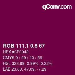 カラーコード: RGB 111.1 0.8 67 | qconv.com