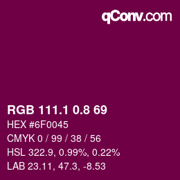 カラーコード: RGB 111.1 0.8 69 | qconv.com
