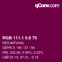 カラーコード: RGB 111.1 0.8 70 | qconv.com