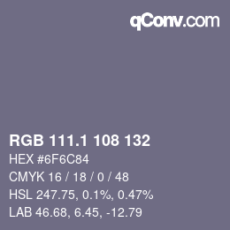 Color code: RGB 111.1 108 132 | qconv.com