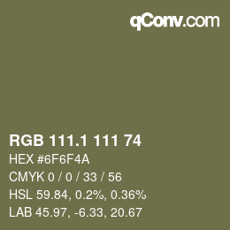 カラーコード: RGB 111.1 111 74 | qconv.com
