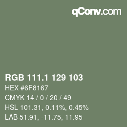 カラーコード: RGB 111.1 129 103 | qconv.com