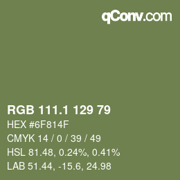 カラーコード: RGB 111.1 129 79 | qconv.com