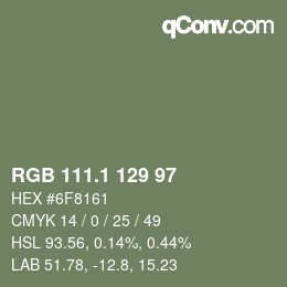 Color code: RGB 111.1 129 97 | qconv.com