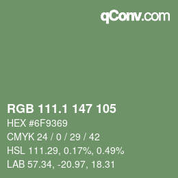 カラーコード: RGB 111.1 147 105 | qconv.com