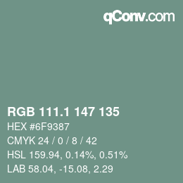 Color code: RGB 111.1 147 135 | qconv.com