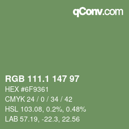 カラーコード: RGB 111.1 147 97 | qconv.com