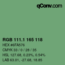 カラーコード: RGB 111.1 165 118 | qconv.com