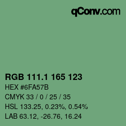 カラーコード: RGB 111.1 165 123 | qconv.com