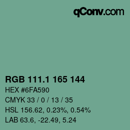 Color code: RGB 111.1 165 144 | qconv.com