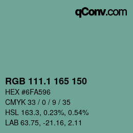 カラーコード: RGB 111.1 165 150 | qconv.com