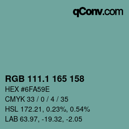 Color code: RGB 111.1 165 158 | qconv.com