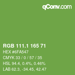 カラーコード: RGB 111.1 165 71 | qconv.com