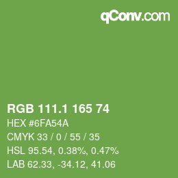 カラーコード: RGB 111.1 165 74 | qconv.com