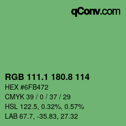 カラーコード: RGB 111.1 180.8 114 | qconv.com
