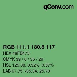 カラーコード: RGB 111.1 180.8 117 | qconv.com