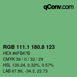 カラーコード: RGB 111.1 180.8 123 | qconv.com