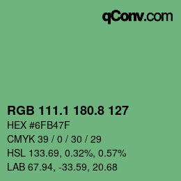 カラーコード: RGB 111.1 180.8 127 | qconv.com