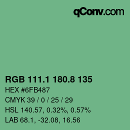 カラーコード: RGB 111.1 180.8 135 | qconv.com