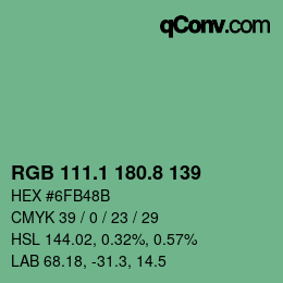 Color code: RGB 111.1 180.8 139 | qconv.com