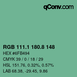 Color code: RGB 111.1 180.8 148 | qconv.com