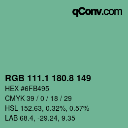 Color code: RGB 111.1 180.8 149 | qconv.com