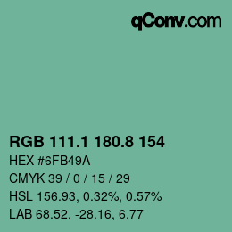 Color code: RGB 111.1 180.8 154 | qconv.com