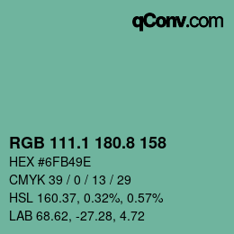 Color code: RGB 111.1 180.8 158 | qconv.com