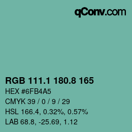 カラーコード: RGB 111.1 180.8 165 | qconv.com