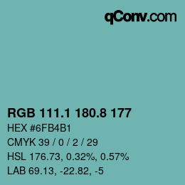 Color code: RGB 111.1 180.8 177 | qconv.com