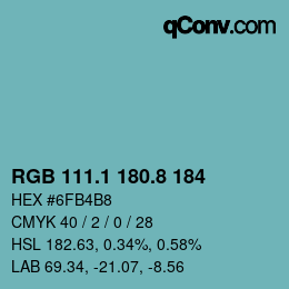 Color code: RGB 111.1 180.8 184 | qconv.com