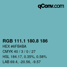 カラーコード: RGB 111.1 180.8 186 | qconv.com