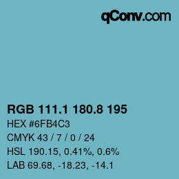 カラーコード: RGB 111.1 180.8 195 | qconv.com