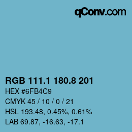 Color code: RGB 111.1 180.8 201 | qconv.com