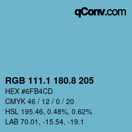 カラーコード: RGB 111.1 180.8 205 | qconv.com